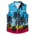 thumbnail image 7 of longantii Mens Shirts Hawaiian Style Vintage Button Down Shirts Lightweight Sleeveless Tops with Chest Pockets Summer Floral Print Summer Shirt for Vacation Dark Blue L, 7 of 7