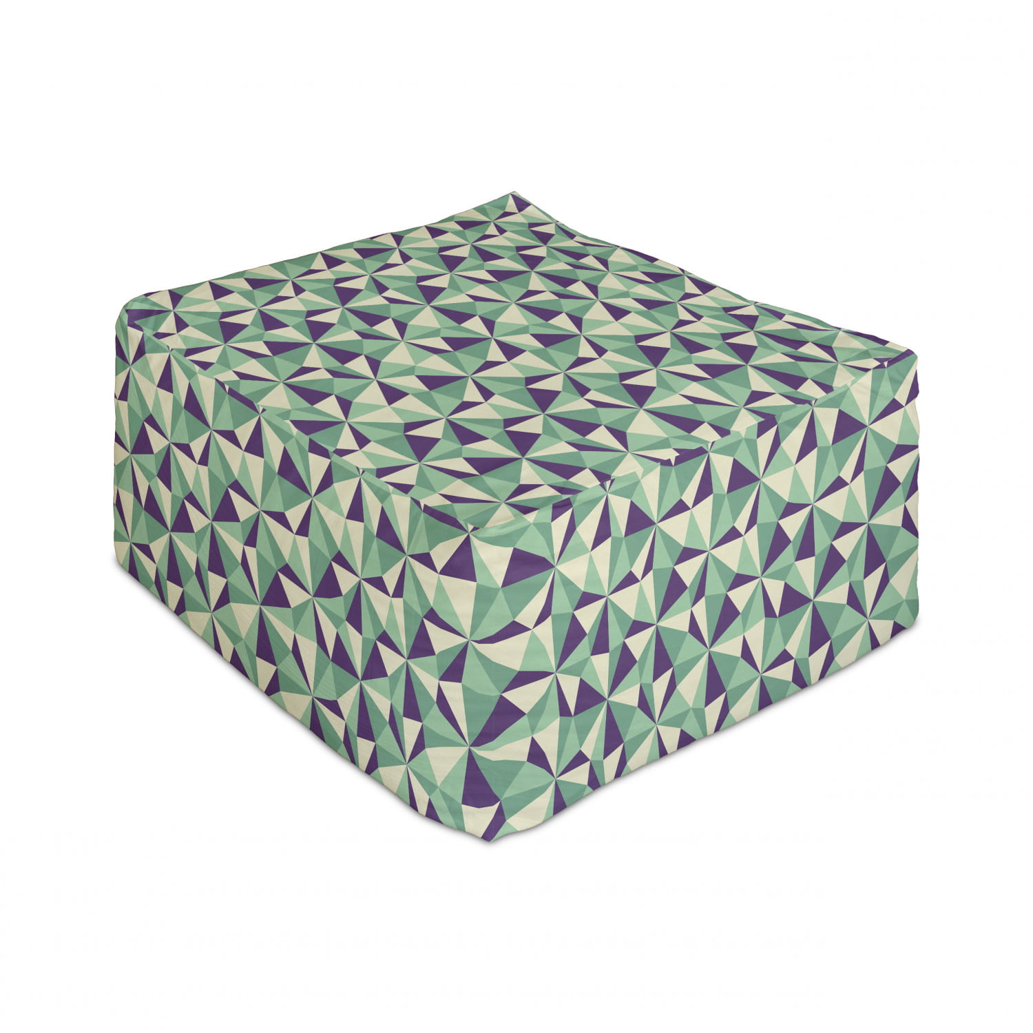 Under Desk Foot Stool for Living Room Office Ottoman with Cover Ambesonne Geometric Rectangle Pouf 25 Seafoam Sea Blue Circles in Cubes Rhythmic Geometric Illustration