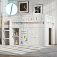 thumbnail image 3 of Harper & Bright Designs Full Size Low Loft Bed with Storage Cabinet and Chalkboard Panel, Full Wooden Loft Bed Frame with Storage Shelves for Bedroom, White, 3 of 11