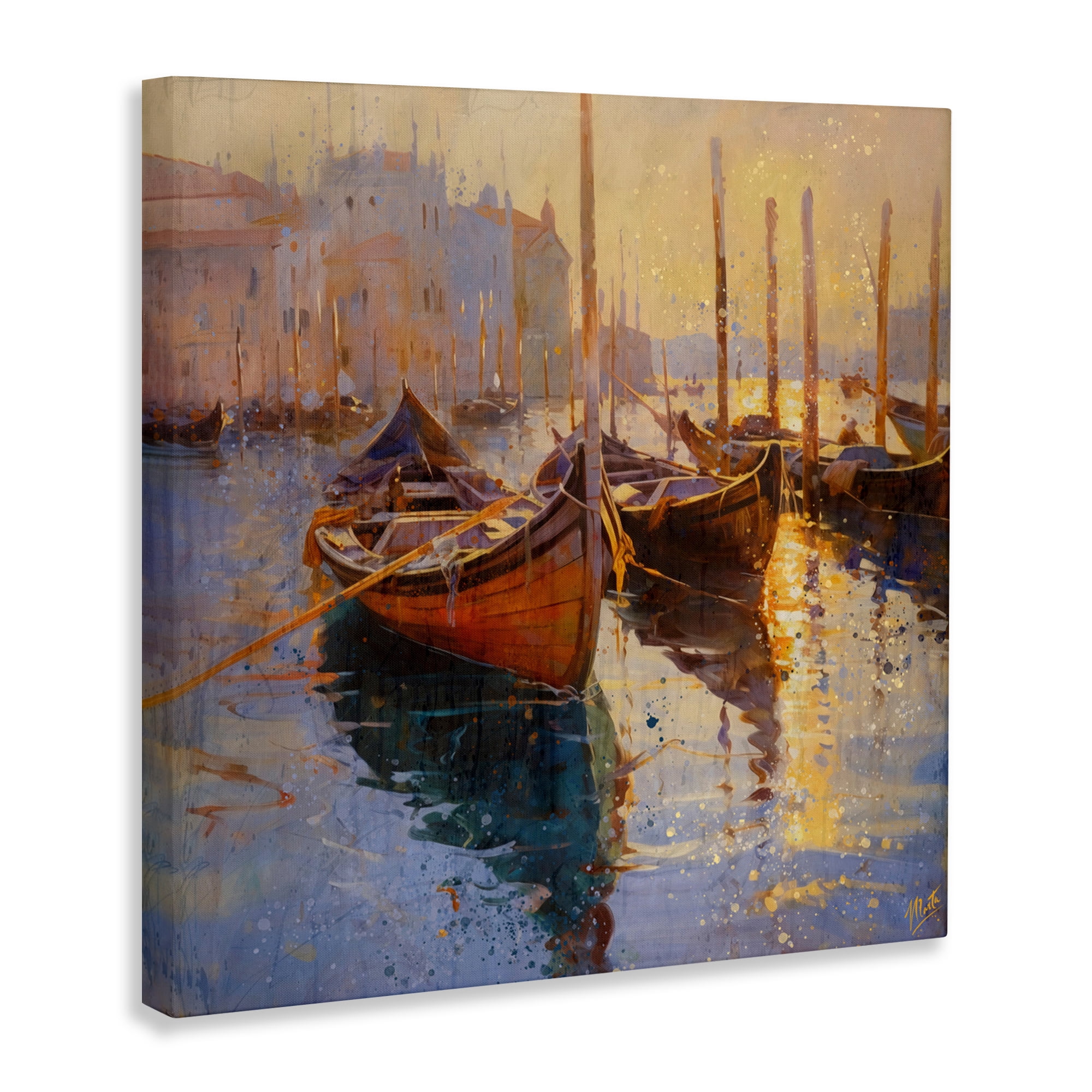 Stupell Industries Speckled Venice Boats Canvas Wall Art, design by Marta Wiley