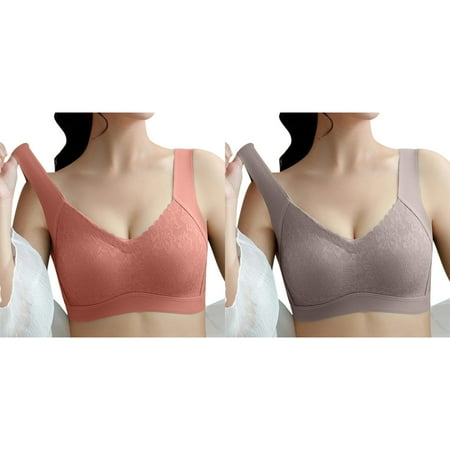 (2-Pack) Kcodviy Ladies Seamless Beauty Back Bras Bulk Underwear No Steel Ring Bras To Wear with A Backless Dress Sports Bra Push Womens Bras Push Up Underwire Up Comfortable Underwear