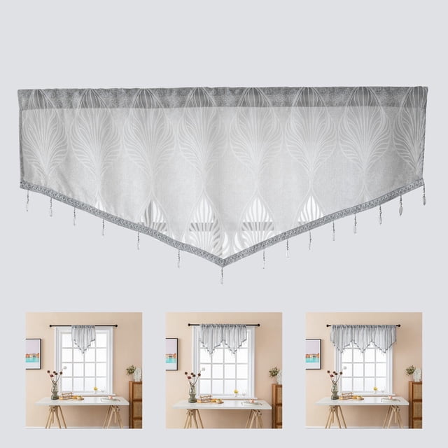 Cortina de Cocina , Nivel de Privacidad, Cortinas Cortas, Decoración de Ventana, Cortinas para Comedor, Balcón, Puerta, Sala de Estar , GRIS Opción 2 Gris