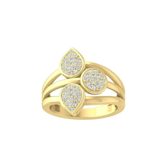 ARAIYA FINE JEWELRY 14k Yellow Gold Cluster Diamond Wedding Band Ring (1/3 cttw, I-J Color, I2-I3 Clarity) Size 7