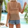 thumbnail image 4 of ZyeKqe Womens Swimsuits Cover Ups Hollow out Short Sleeve Shirts Crewneck Knit Summer Beach Coverups, 4 of 5