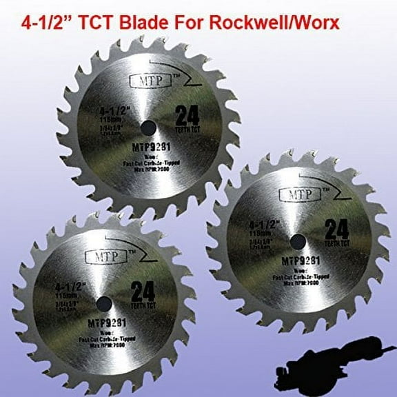 Pack of 3 TCT 24T 4-1/2" 4.5 inch Carbride Circular Saw Blade for Rockwell Rk3441k , Worx WX429L RW92811