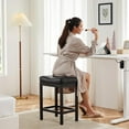 thumbnail image 6 of Saddleback Bar Stools, Backless Counter Stools, Metal Base with Modern PU Leather Saddle Seats, Black, Set of 2, 6 of 8