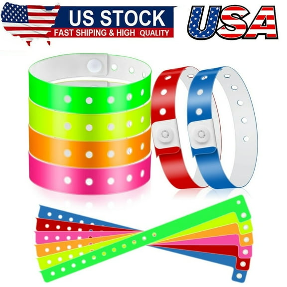 48Pcs Vinyl Plastic Wristband for Events Concerts Carnival Nightclubs Disposable