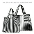 thumbnail image 3 of Wrapables Large & Small Foldable Tote Nylon Reusable Grocery Bags, Set of 2, Black Stripes, 3 of 5