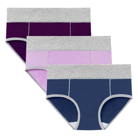 ATOYSOY Women s Stretchy Solid Panty Classic Briefs Girls Comfy Multipack Shapewear Control Briefs for Ladies Plus Size Hip Lifting Cotton Panties  3 Pack Clearance Underpants Blue L
