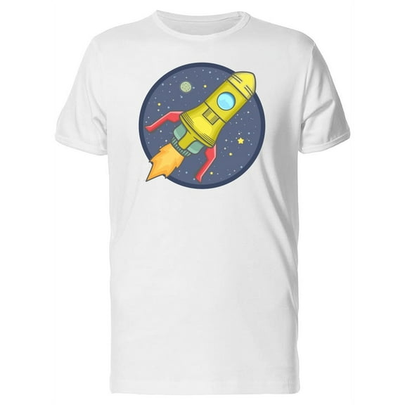Rocket Launch Into Space Cartoon Tee Men's -Image by Shutterstock