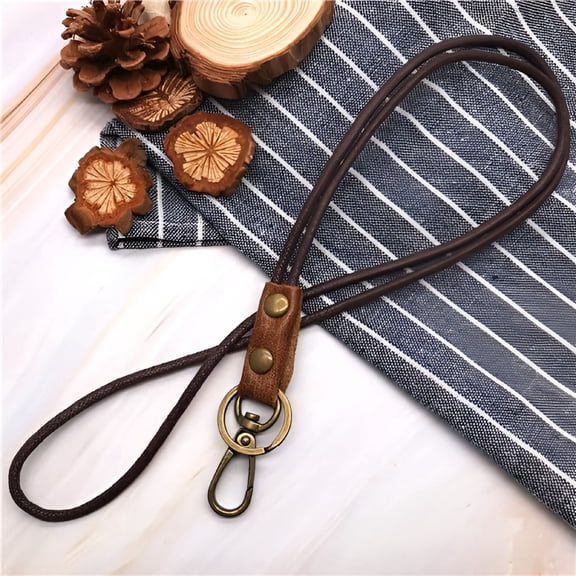 gastropod Cowhide Genuine Leather Lanyard Neck Strap,For Office,Work,School,Events,Mobile Phone Badge Keys Id Credit Work Card Holder Wrist Neck Lanyard Keychain