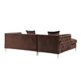 thumbnail image 6 of Chic Home Monet Velvet Modern Contemporary Button Tufted with Silver Nailhead Trim Silvertone Metal Y-leg Left Facing Sectional Sofa, Brown, 6 of 8