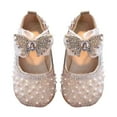 thumbnail image 4 of Otqutp Little Kid Outdoor Shoes&nbsp;Toddler Baby Girls Glittery Dress Princess Bow Ballet Shoes Baby Soft Soled Leather Shoes 1-7 Years Fashion Girls' Shoes, 4 of 8
