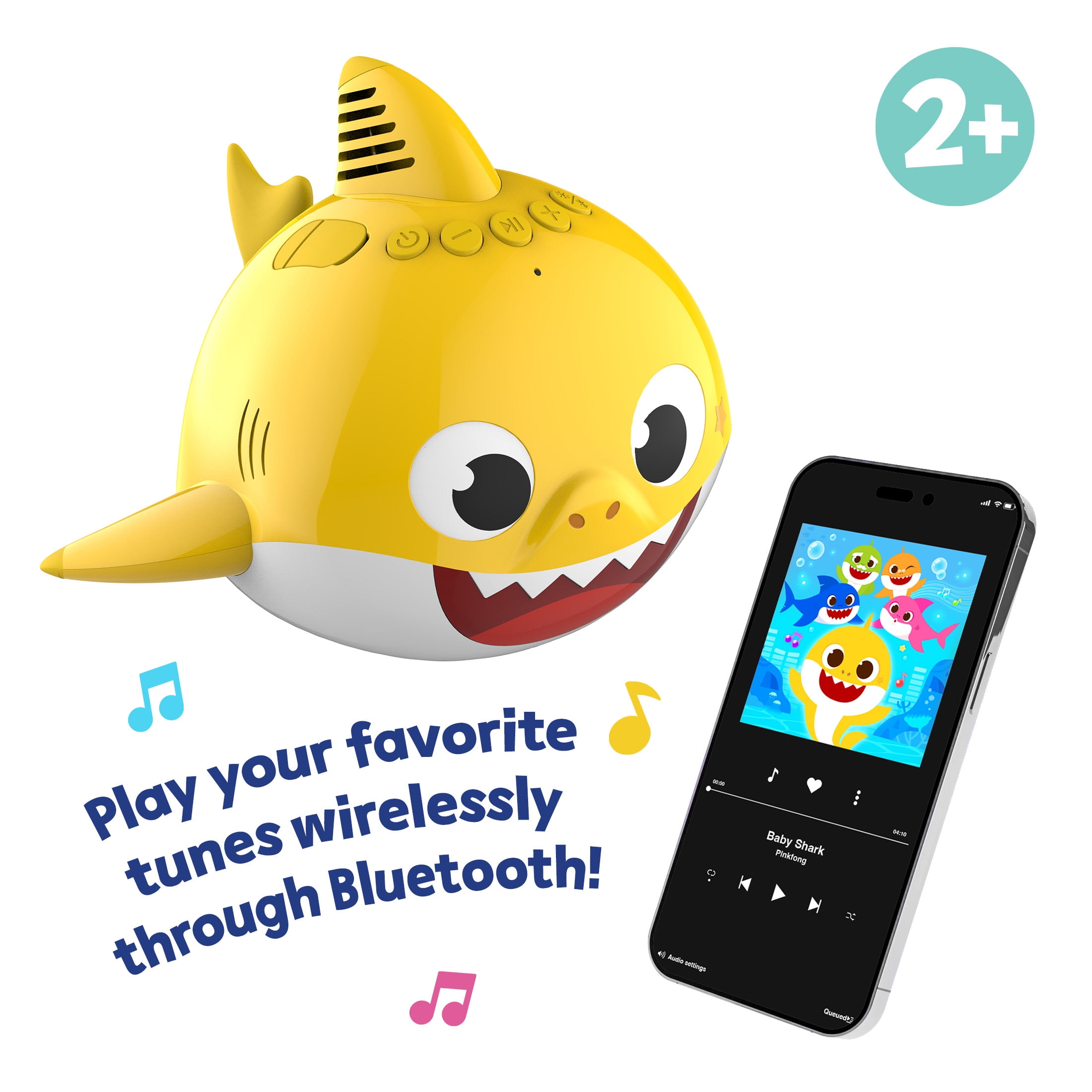 Pinkfong by Baby Shark The Child Floating Waterproof LED Lighting Wireless Bluetooth Portable Speaker, Yellow