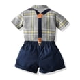 thumbnail image 3 of Uccdo 2Pcs Kids Toddler Boys Shirt + Suspender Shorts Outfit Set Baby Summer Clothes 2-7T, 3 of 8
