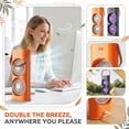 thumbnail image 2 of Orange Double Head Desktop Fan Usb Rechargeable Portable Personal Cooling Fan 6 Inch Dual Air Outlets Small Table Fan for Home Office Desk Summer Use 1 Piece, 2 of 6
