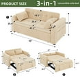 thumbnail image 4 of Uforic 3 in 1 Convertible Pull Out Sofa Bed, 55" Modern, Detachable Arm Pockets, Velvet Loveseat Sleeper, 4 of 9