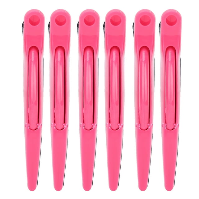 6 clips para peinar el cabello, teñido permanente, seccionamiento, clip de pico de pato para peluquero, peluquería, color rojo rosa