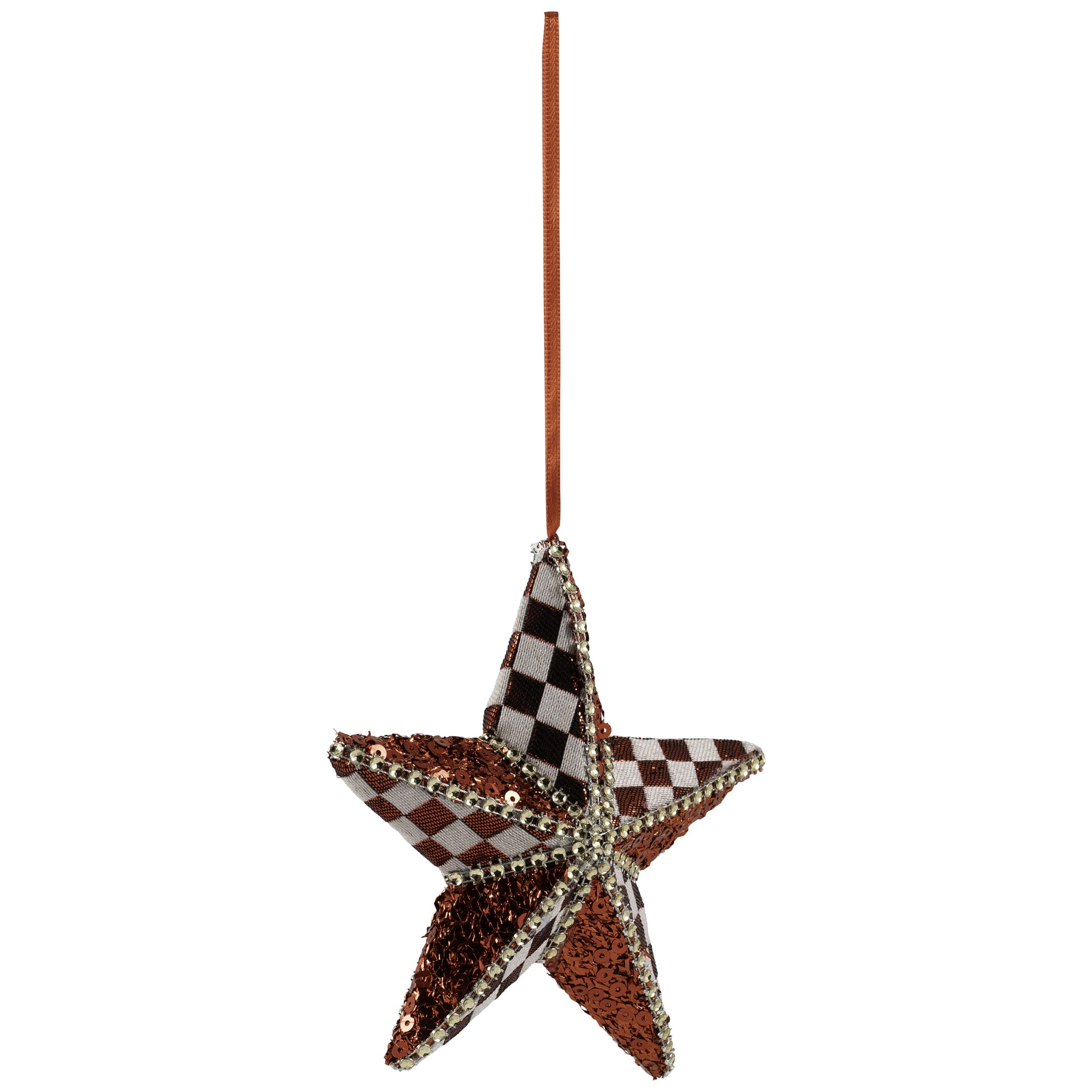 Northlight Sequined and Checkered Star Christmas Ornament -  6" - Red and White
