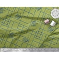 thumbnail image 2 of Soimoi Green Cotton Poplin Fabric Leaves & Geometric Printed Craft Fabric by the Yard 56 Inch Wide, 2 of 3