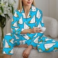 thumbnail image 6 of Wukai Duck Dives Print Women's Pajama Set,PJ Set,Lounge Sets For Women Soft Long Sleeve Sleepwear Comfort and Style-Medium, 6 of 7
