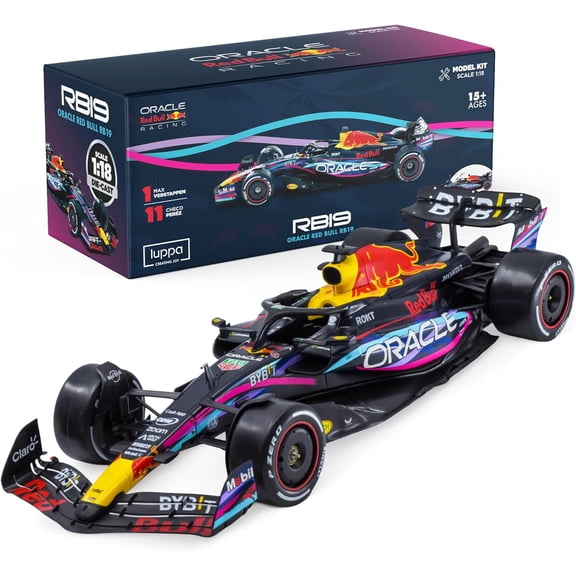 Formula 1 Miami GP RB19 Model Kit - 1:18 Scale Racing F1 RB19 Model Inspired by Checo Pérez & Max Verstappen Building kit, Collectible diecast, 140 Pieces