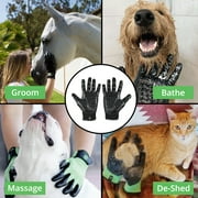 HandsOn Pet Grooming Gloves - Shedding, Bathing, Daily Grooming Gloves - Gentle Brush for Cats, Dogs, and Horses, Black Large