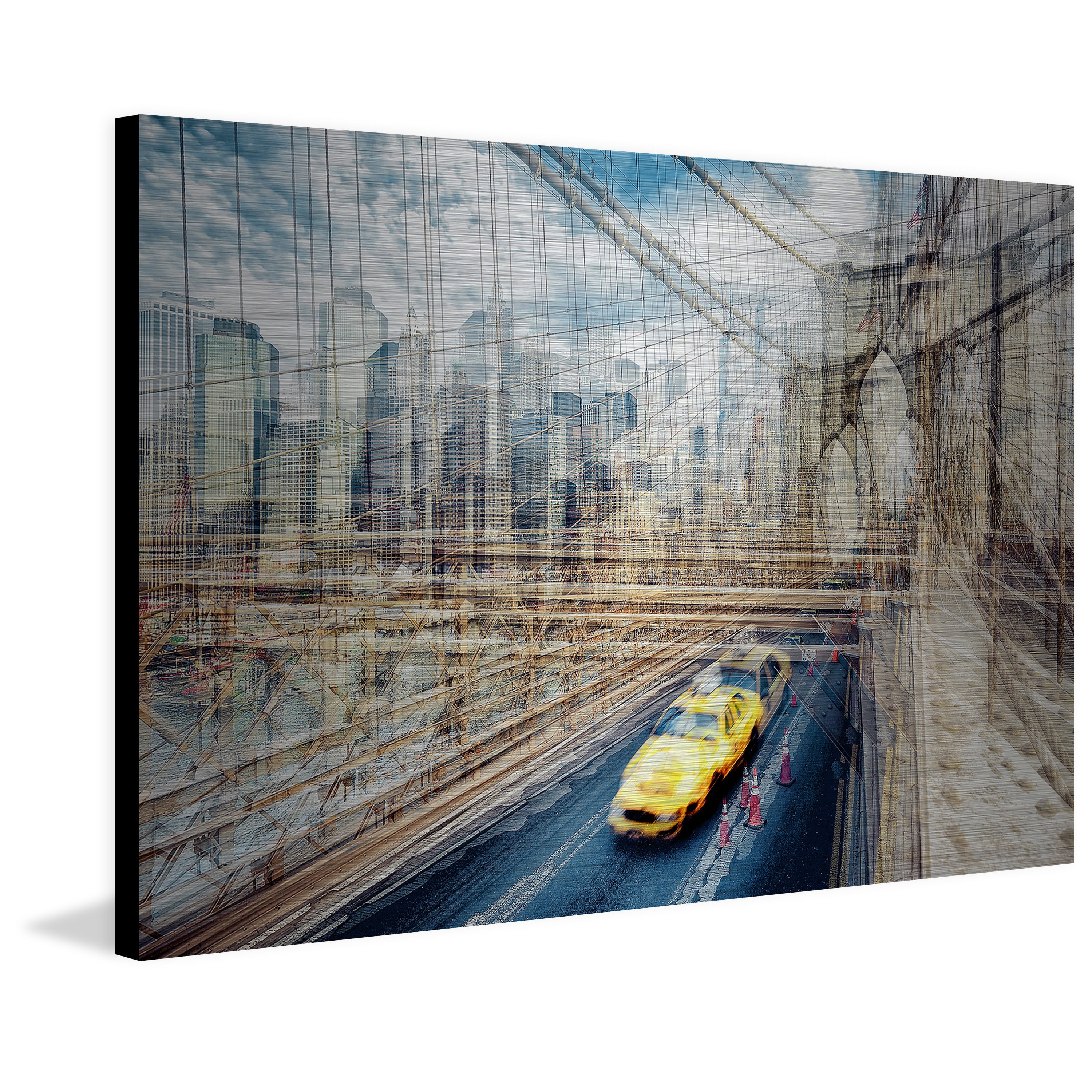 "The East River" Painting Print on Brushed Aluminum