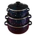 thumbnail image 2 of 3 piezas Sockpot de esmalte con utensilios de cocina de tapa fácil de limpiar la olla de alimento portátil reutilizable para cocina para bodas para el azul, 2 of 8