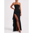 thumbnail image 6 of Women'S Strapless Tube Dress Backless Ruched Split Bodycon Cocktail Maxi Dresses Black L, 6 of 8