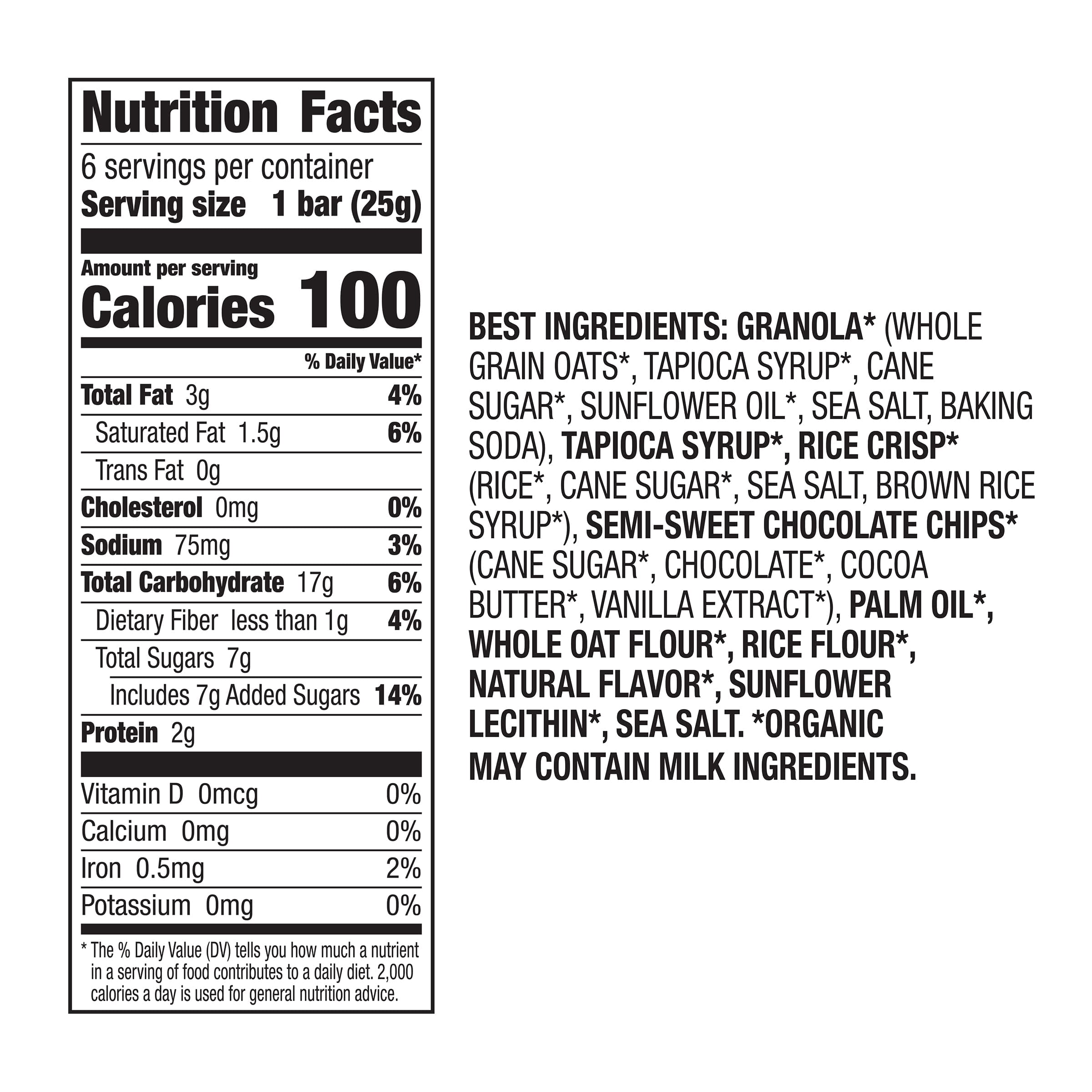 Annie's Homegrown Organic Chewy Granola Bars, Chocolate Chip, 6 Bars, 5.34 oz. (Pack of 12)