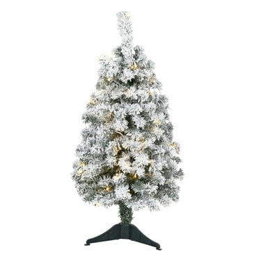 3ft. Flocked Rock Springs Spruce Artificial Christmas Tree with 50 Clear LED Lights