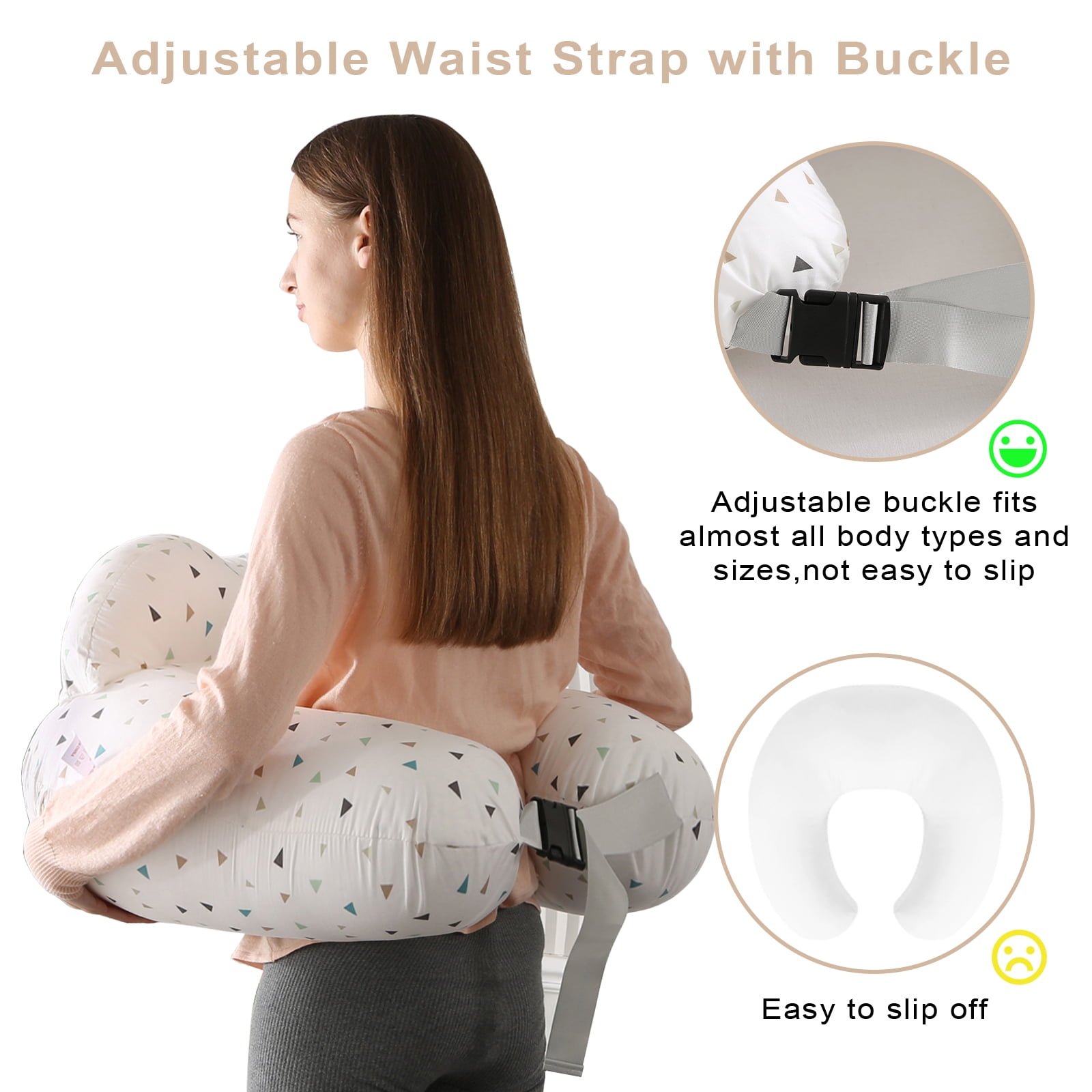 BATTOP Nursing Pillow for Breastfeeding,Plus Size Breastfeeding Pillows for More Support,With Adjustable Waist Strap and Removable Cover