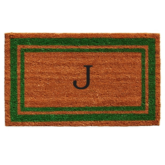 Calloway Mills Green Border 24" x 36" Monogram Outdoor Doormat (Letter J)
