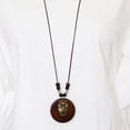 thumbnail image 2 of 2 uds collar con colgante de madera con dijes de hojas de búho collar de cadena de cuerda de cera larga collar de joyería hecho a mano para regalo de mujer, 2 of 7