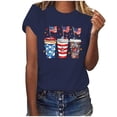 thumbnail image 2 of Fartey T Shirts for Women 4th of July Short Sleeve Tops Patriotic Crew Neck Tshirt Independence Day Graphic Tees Loose Casual Beach Vacation Blouses Navy M, 2 of 4