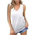 thumbnail image 1 of Pntutb Débardeurs pour Femmes Liquidation Mode pour Femmes Décontracté Uni Col en V Sans Manches T-Shirt Chandail Hauts Rabais, 1 of 5