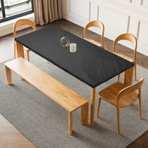 Uxcell Fitted Tablecloth with Elastic Edge, PU Stretch Rectangle Table Cloth Waterproof Stretchable Tables Cover for 24 x 47 Inch Table Indoor & Outdoor Restaurant Party, Black