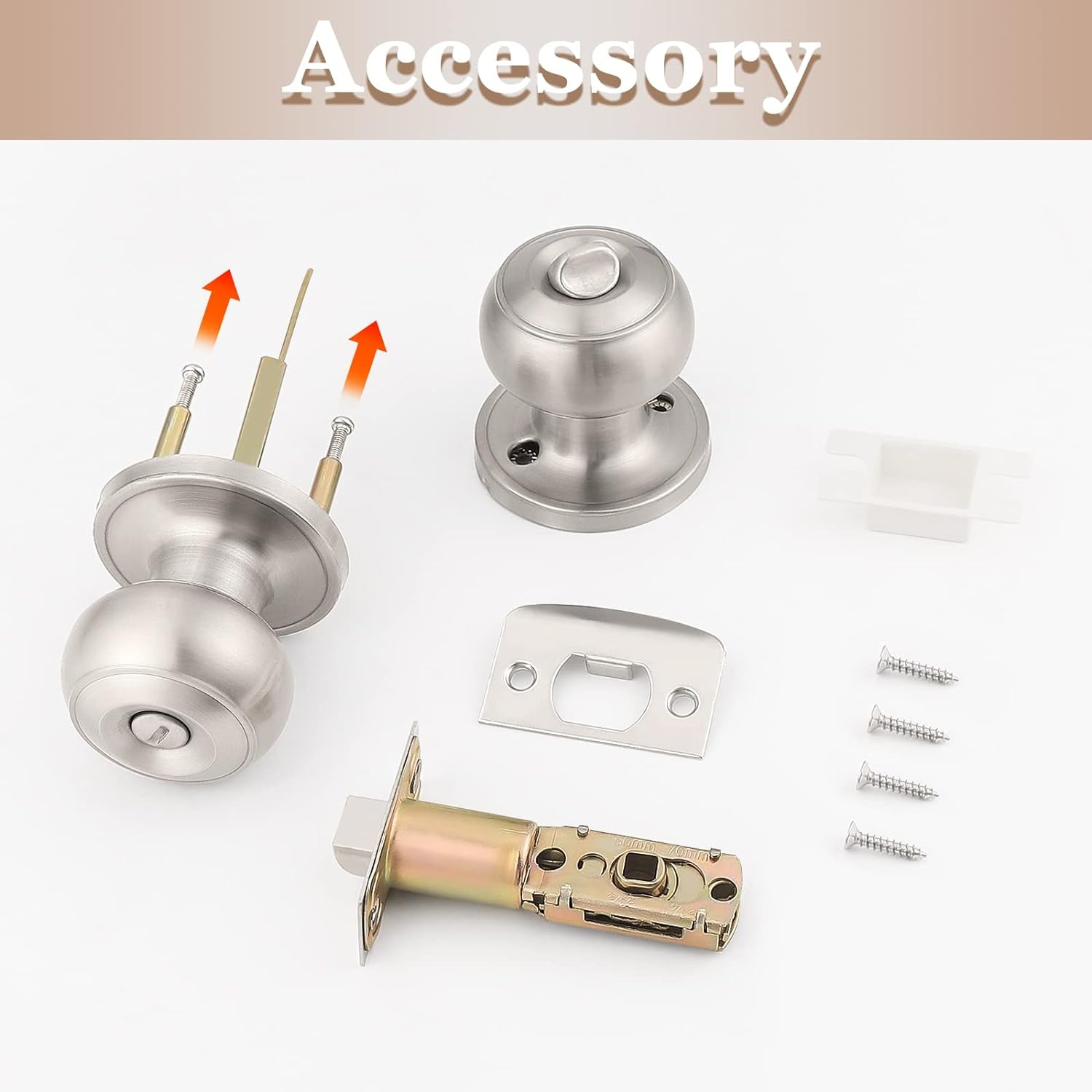 Privacy Door Knobs Lock Interior Bedroom Bathroom Door Handle Antique Brass Round Ball Keyless Lockset 3 Pack