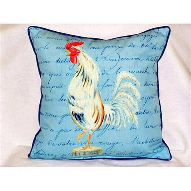 Betsy Drake HJ133B Coq Blanc Script Grand Oreiller Intérieur et Extérieur 18 x 18