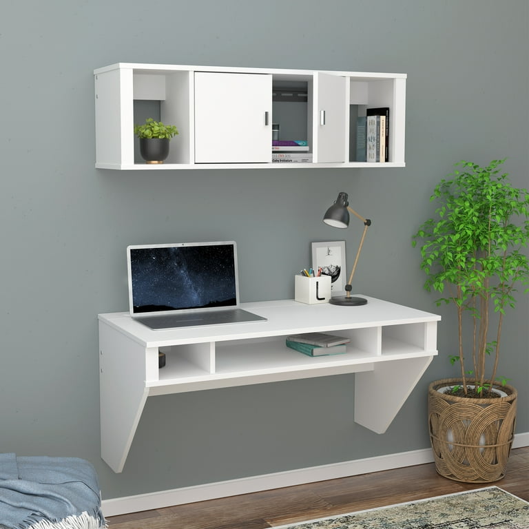 Prepac Designer Modern Floating Hutch White Walmart