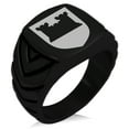 thumbnail image 1 of Stainless Steel Castle Protection Coat of Arms Shield Chevron Pattern Biker Style Polished Ring, 1 of 1