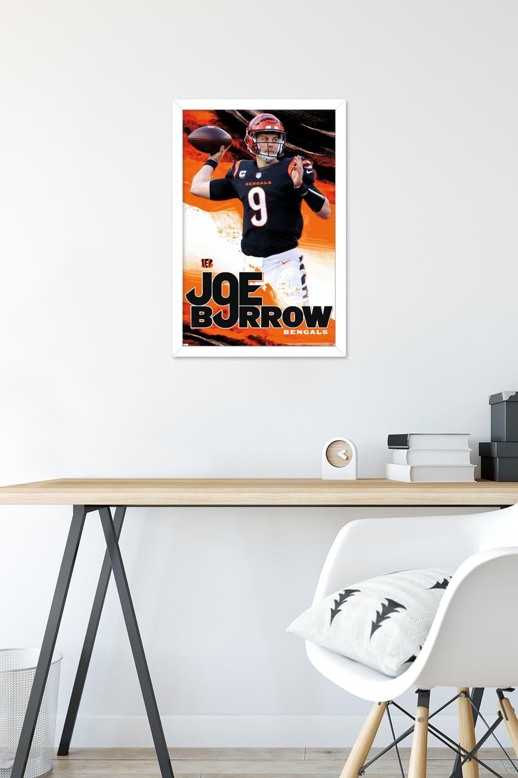 Trends International NFL Cincinnati Bengals - Joe Burrow & Ja'Marr Chase 21  Framed Wall Poster Prints White Framed Version 22.375 x 34