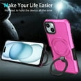 thumbnail image 4 of Decase for iPhone 15 with  Built-in Ring Holder Stand Case,Military Grade Shockproof Protective,Slim Rugged Anti-Scratch Non-Slip Hard Phone Cover Case for iPhone 15,Pink, 4 of 9