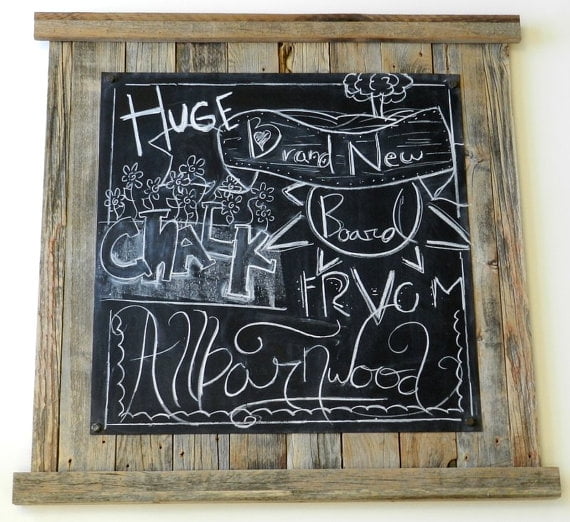 Huge Barnwood Framed Chalkboard Sign Rustic Magnetic Decorative