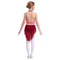 thumbnail image 3 of Doomiva Kids Girls Shiny Rhinestones Figure Skating Dress Mesh Skirted Leotard Ballet Lyrical Dancewear Burgundy 16, 3 of 5