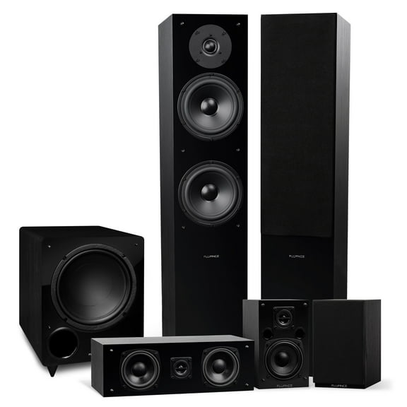 Fluance Elite High Definition Surround Sound Home Theater 5.1 Speaker System including 3-Way Floorstanding Towers, Center Channel, Rear Surround Speakers and a DB10 Subwoofer - Black Ash (SX51BR)