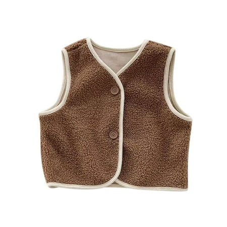 

ZHUASHUM Babys Toddler Kids Girls Boys Spring Winter Solid Sleeveless Fleece Warm Thick Vest Tops Coat Clothes