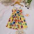 thumbnail image 6 of REDARER Girls Cartoon Tropical Figure Print Spaghetti Strap Dress Lace Trim Waist Elastic Flared A Line Casual Summer Sundress, 6 of 7