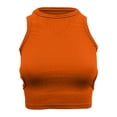 thumbnail image 7 of Gsakboxl Summer Tops for Women Summer Ribbed Knit Crop Tank Top Cutout Sleeveless Crewneck Racerback Slim Fit Breathable Fashion Cami Orange, 7 of 7